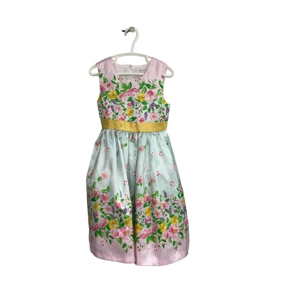 Nannette Kids Girl's Size 5T Formal Fit & Flare Dress Floral Keyhole Back Sash - Picture 1 of 7